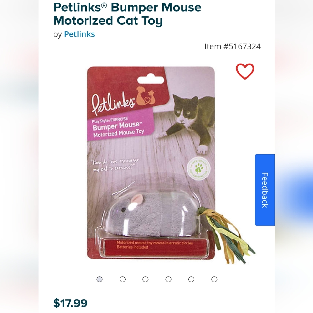 Bumper Mouse Electronic Motion Cat Toy Feathers Tail Petlinks
